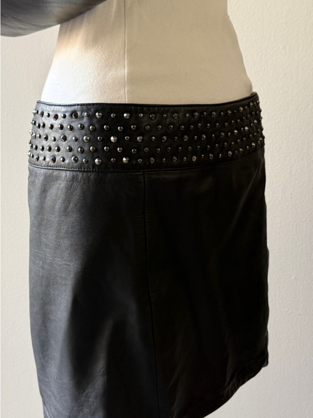 Zadig & Voltaire Black Studded Leather Skirt